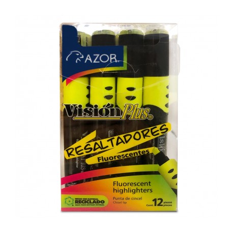 MARCATEXTOS AZOR VISION AMARILLO 12 PZAS, NUEVO OFERTA    RESALTADOR