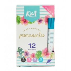 KIT DE 12 MARCADORES PERMANTENTES KIUT, NUEVOS OFERTA   12P