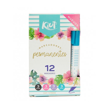 KIT DE 12 MARCADORES PERMANTENTES KIUT, NUEVOS OFERTA   12P