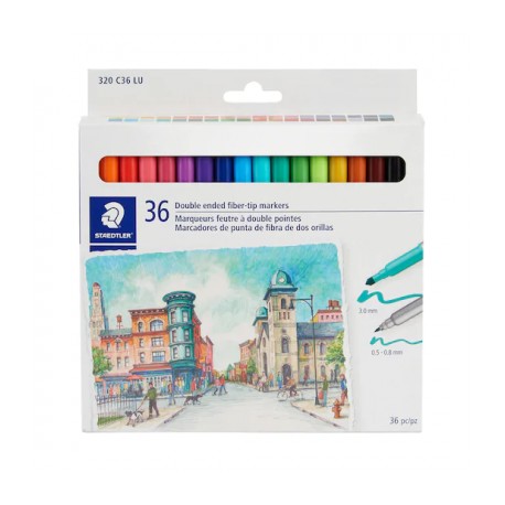 MARCADORES STAEDTLER DUO COLOR 36PZAS, NUEVO OFERTA   DUOCOLOR