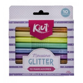 MARCADORES KIUT CON GLITTER 10 PZAS, NUEVO OFERTA    GLITTER